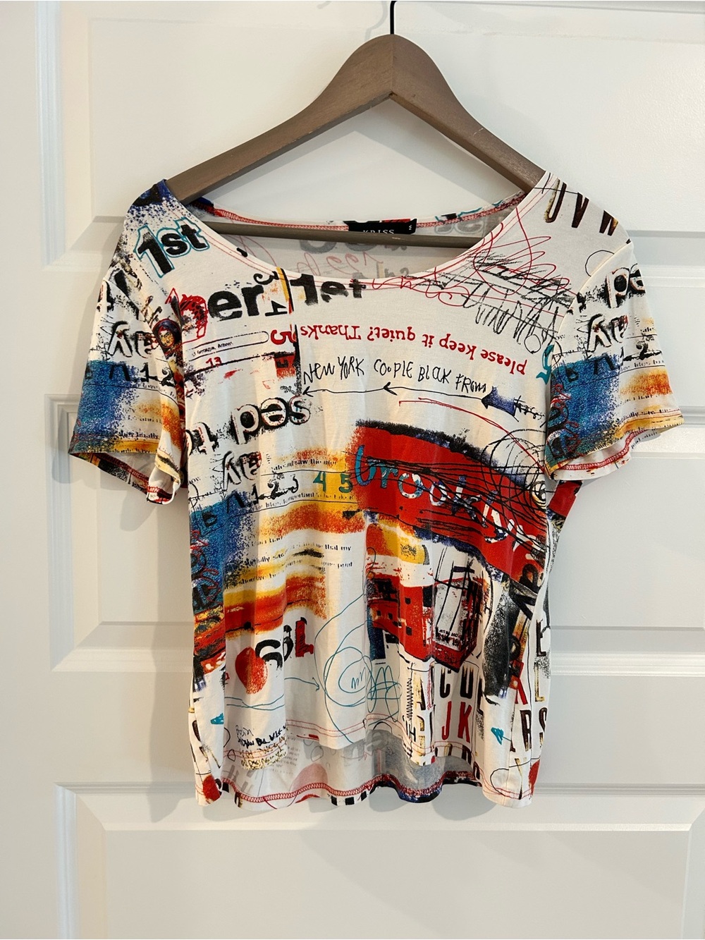 Kriss Sweden Abstract Graffiti T Shirt White Multi Size M
